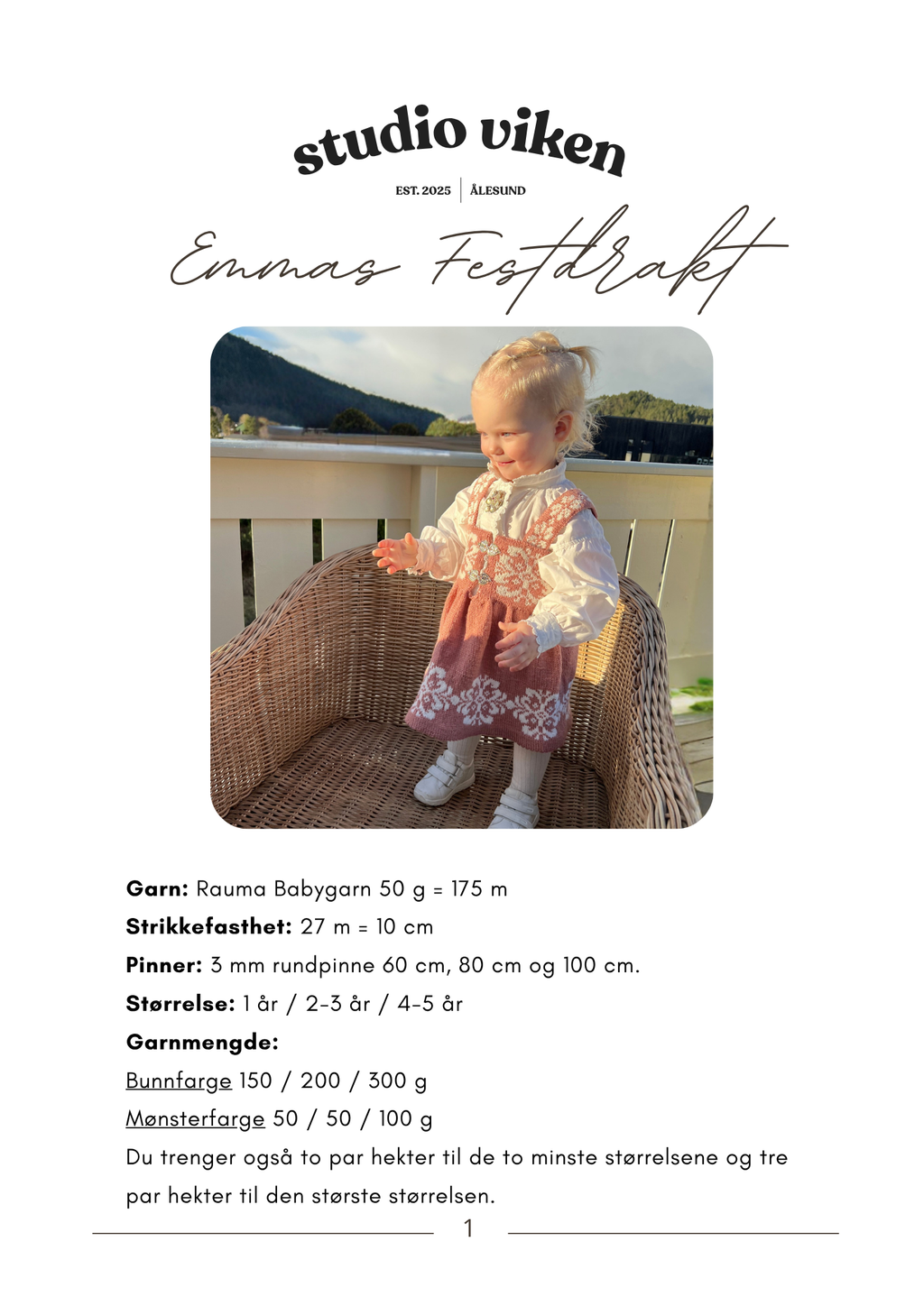 Emmas Festdrakt Strikkeoppskrift